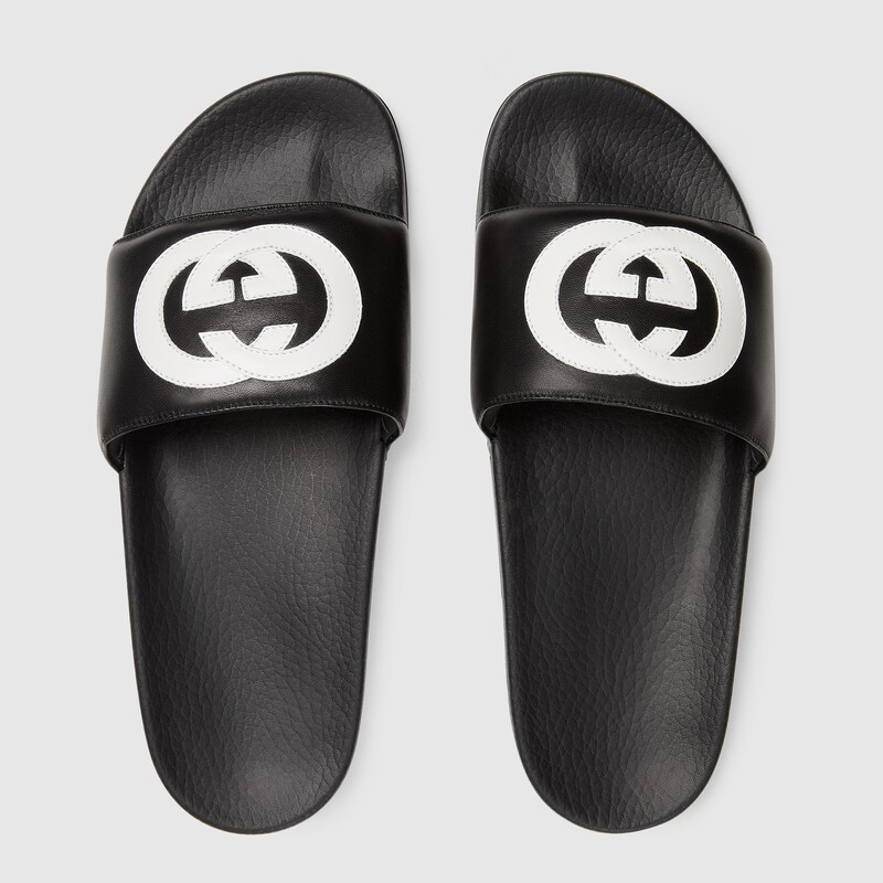 mens gucci black slides