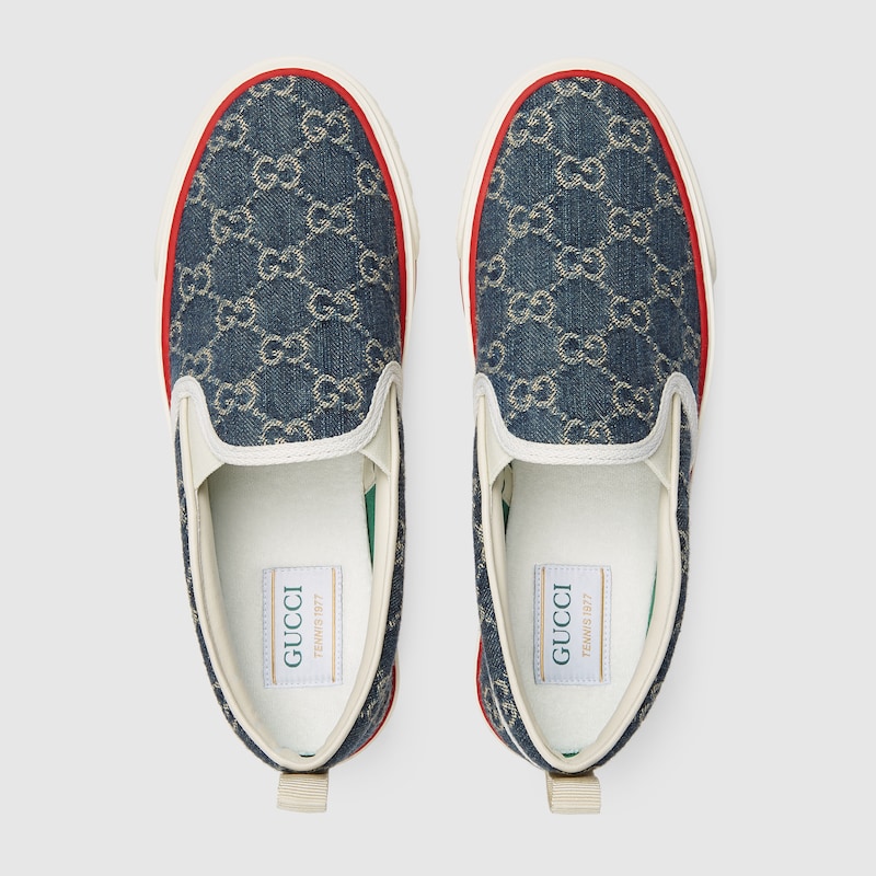 Sneaker bassa Gucci Tennis 1977 donna in denim GG blu e avorio | GUCCI®  Italia