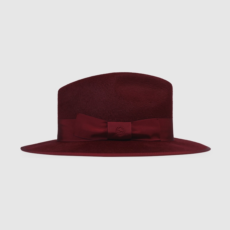 Felt hat with bow in burgundy | GUCCI® US