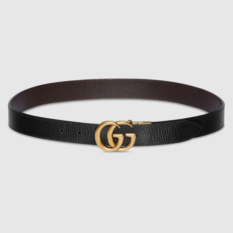 Cintura reversibile con fibbia Doppia G in pelle marrone e nera | GUCCI®  Italia
