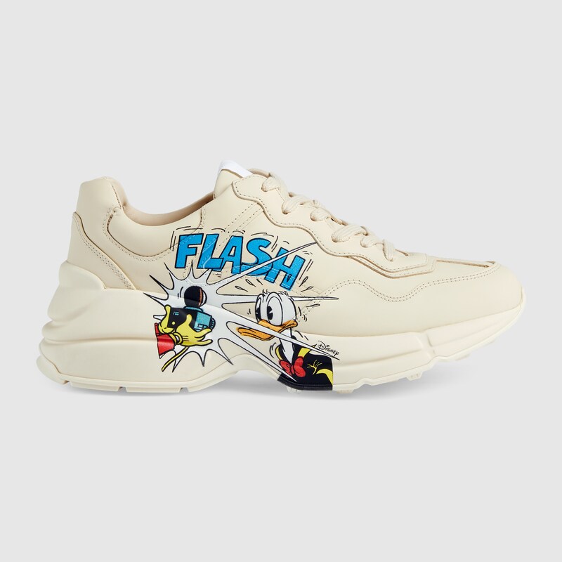 Disney X Gucci唐老鸭印花rhyton女士运动鞋in象牙白 Gucci Ae