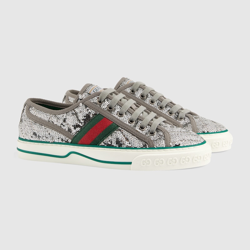 gucci silver tennis shoes