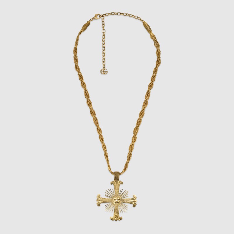 gucci split cross necklace