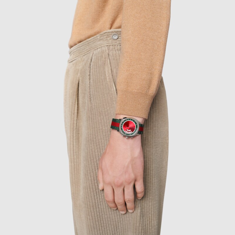 Grip watch, 40 mm in green-red nylon 