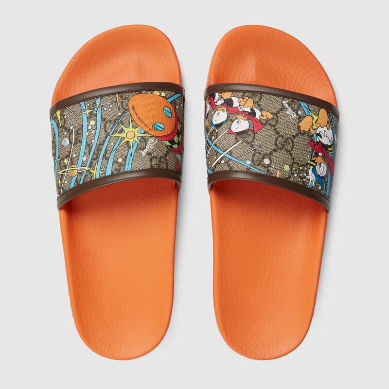 orange gucci slides