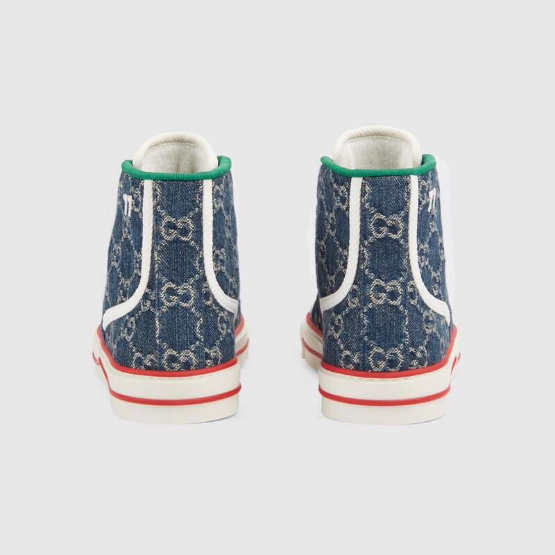 Sneaker Gucci Tennis 1977 donna in denim GG blu e avorio | GUCCI® Italia