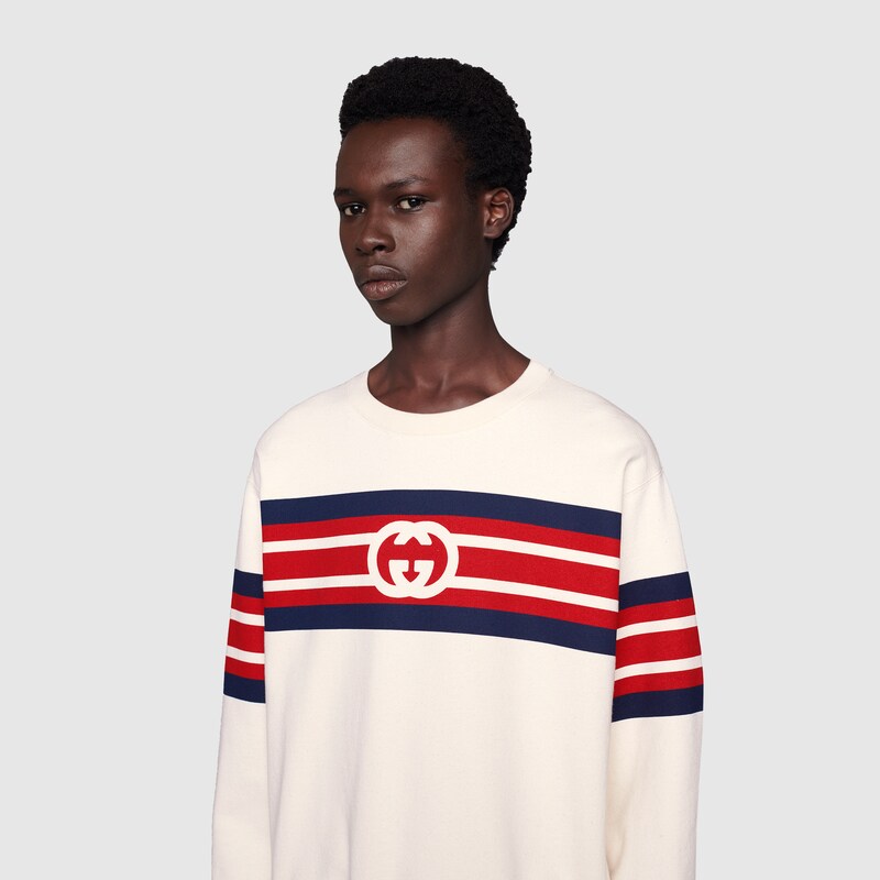 Interlocking G Print Sweatshirt In Off White Gucci Tr
