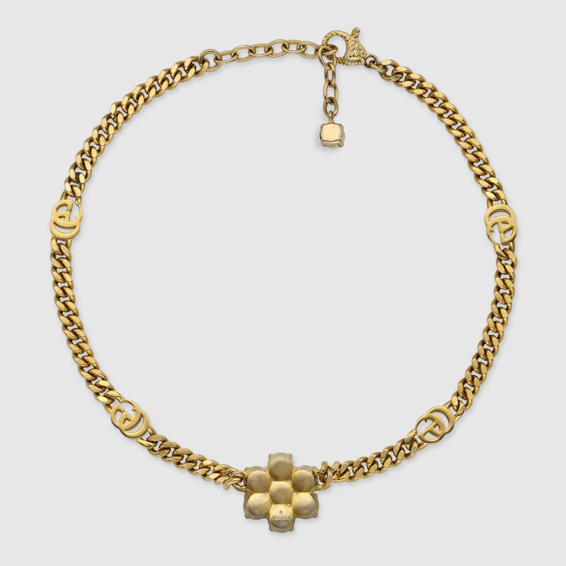 Pearl Double G Chunky Chain Necklace In 