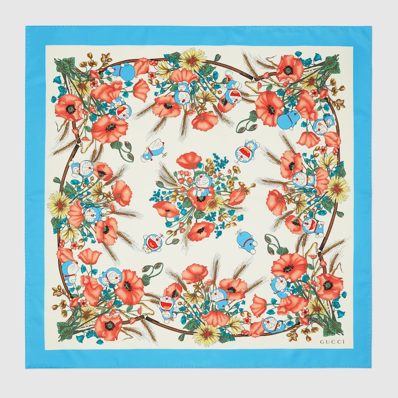 Doraemon X Gucci联名系列真丝围巾in多色 Gucci Ae Doraemon X Gucci联名系列真丝围巾in多色 Gucci Ae