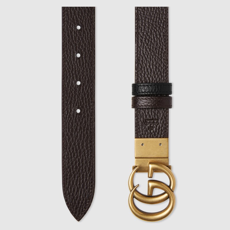 GUCCI VINTAGE DOUBLE Face Argento oro in pelle fibbia Gucci belt 80cm/31.5\