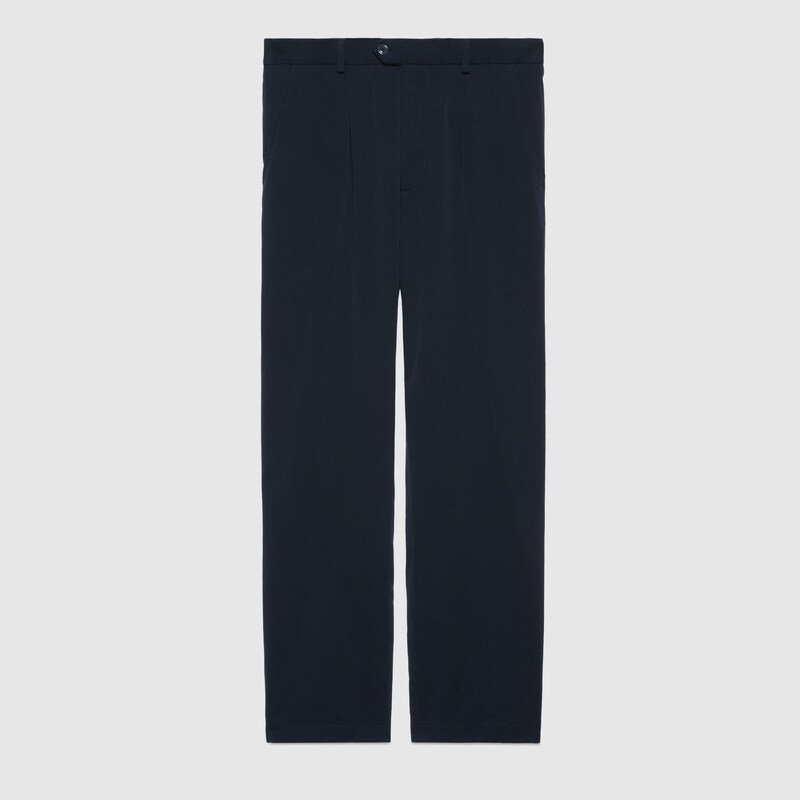 Cotton Pant With Interlocking G Patch In Dark Blue Gucci Tr