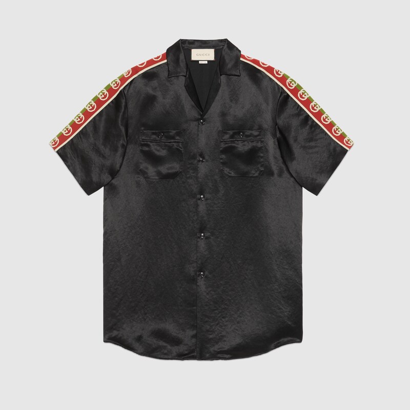 Black Acetate Oversize Bowling Shirt Gucci Us