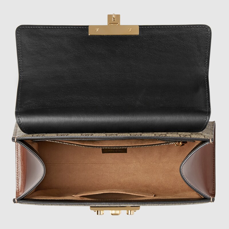 gucci padlock embossed leather tote in black