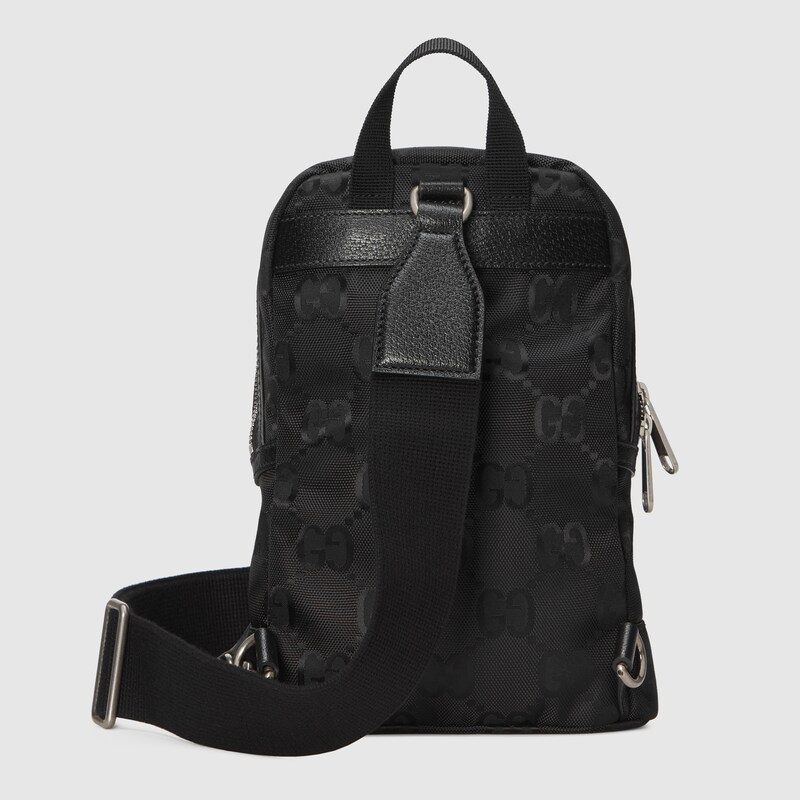 Gucci Off The Grid sling backpack in black GG ECONYL® | GUCCI® US