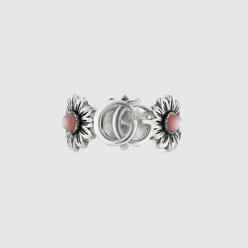 Anello con madreperla e Doppia G in argento 925 | GUCCI® Italia