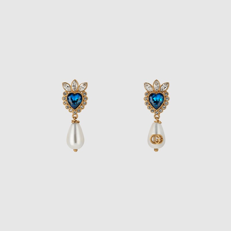 gold gucci heart earrings