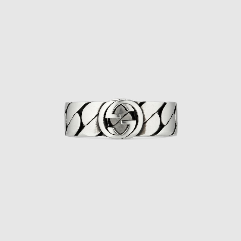 インターロッキングG ワイドリングスターリングシルバー | GUCCI® JP インターロッキングG ワイドリングスターリングシルバー | GUCCI® JP