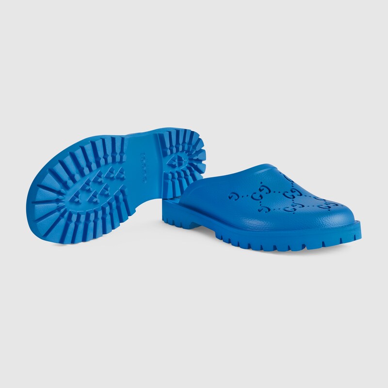 Sandalo basso uomo in gomma GG blu acceso | GUCCI® Italia