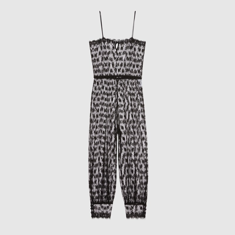 Black floral lace jumpsuit in black GUCCI® US