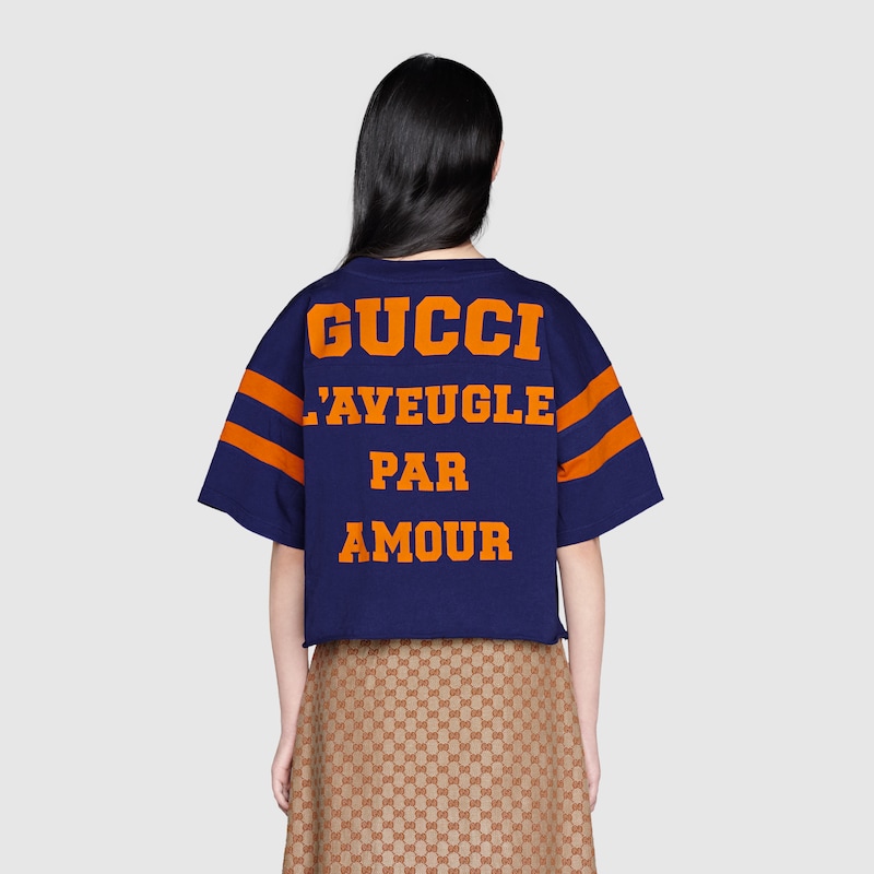 1921 Gucci L Aveugle Par Amour クロップド Tシャツ パープル Gucci Jp