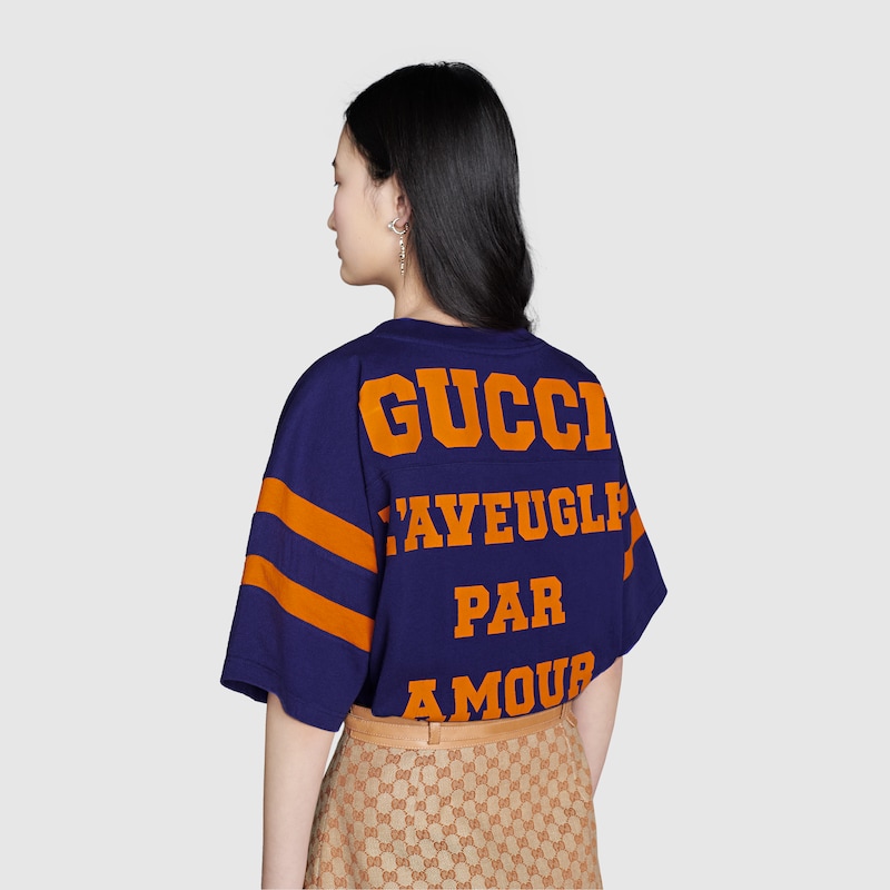 1921 Gucci L Aveugle Par Amour クロップド Tシャツ パープル Gucci Jp