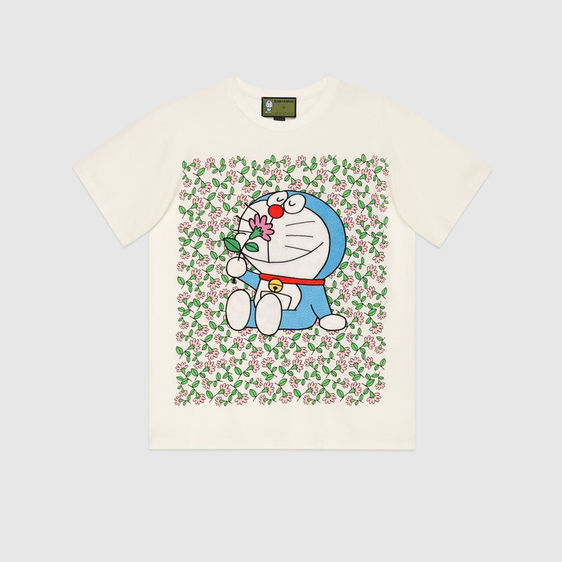 Doraemon x Gucci cotton Tshirt in ivory GUCCI® AE