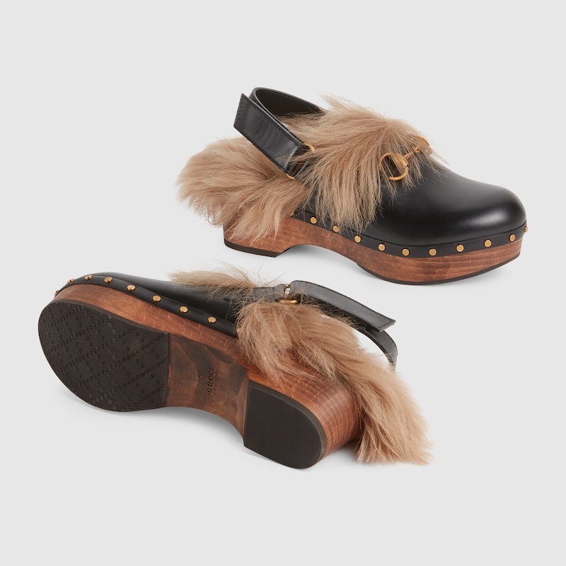 2015 Re-Edition zoccolo Amstel donna in pelle nera | GUCCI® Italia