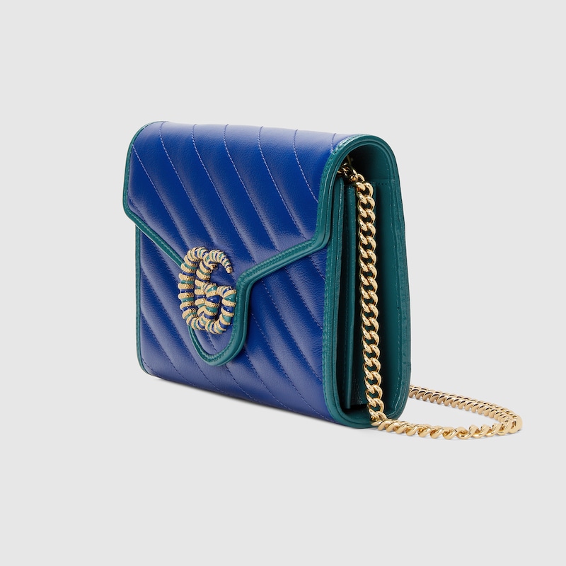 Gg Marmont Mini Bag In Blue And Turquoise Leather Gucci Us