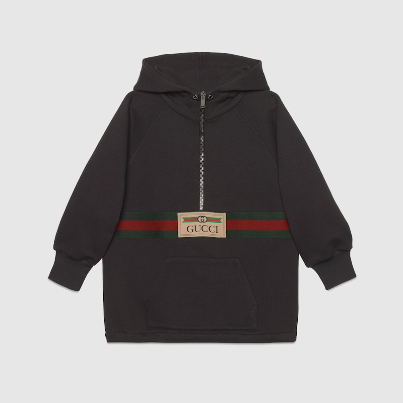 Children's jacket with Gucci label in dark grey GUCCI® US