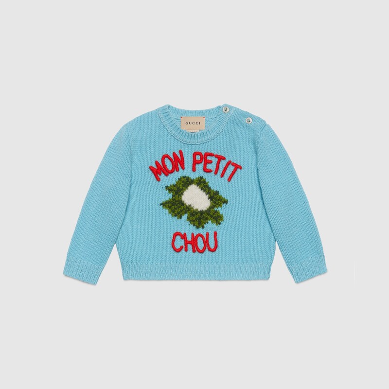 Pull Pour Bebe En Laine Avec Chou Fleur En Turquoise Gucci Fr