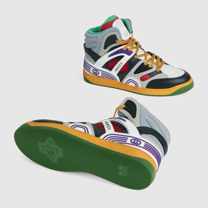 Sneaker alta Gucci Basket uomo in nero Demetra | GUCCI® Italia