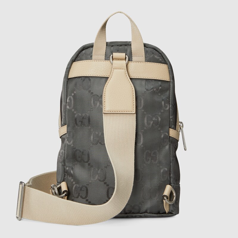 Gucci Off The Grid sling backpack in dark grey GG ECONYL® GUCCI® US