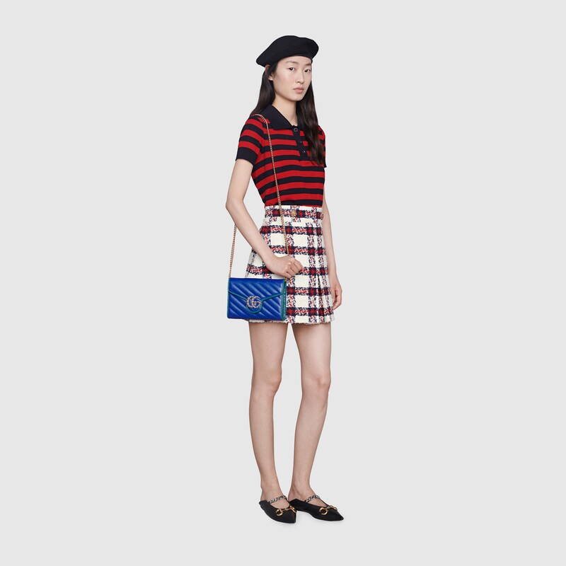 Gg Marmont Mini Bag In Blue And Turquoise Leather Gucci Us