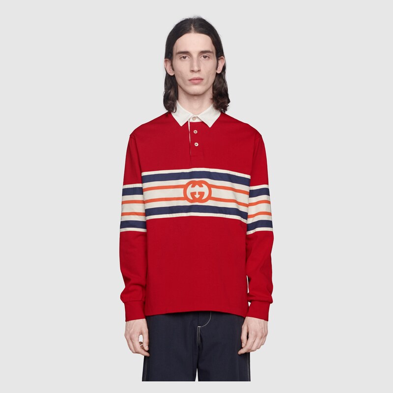 Jersey polo sweatshirt with 