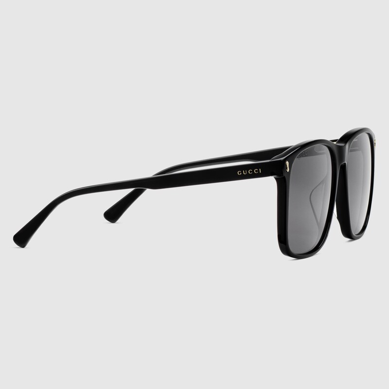 Rectangular-frame sunglasses in black acetate | GUCCI® US