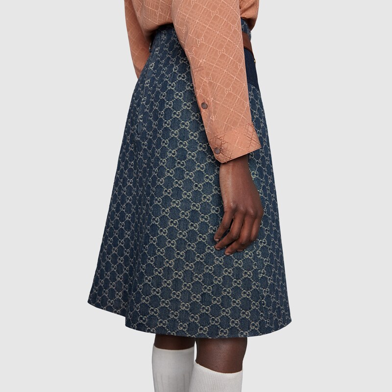 Camicia donna in crêpe di seta a quadri GG in GG cipria | GUCCI® Italia