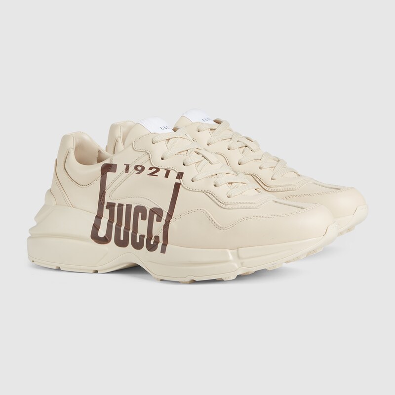 Men's '1921 Gucci' Rhyton sneaker in ivory leather | GUCCI® 香港