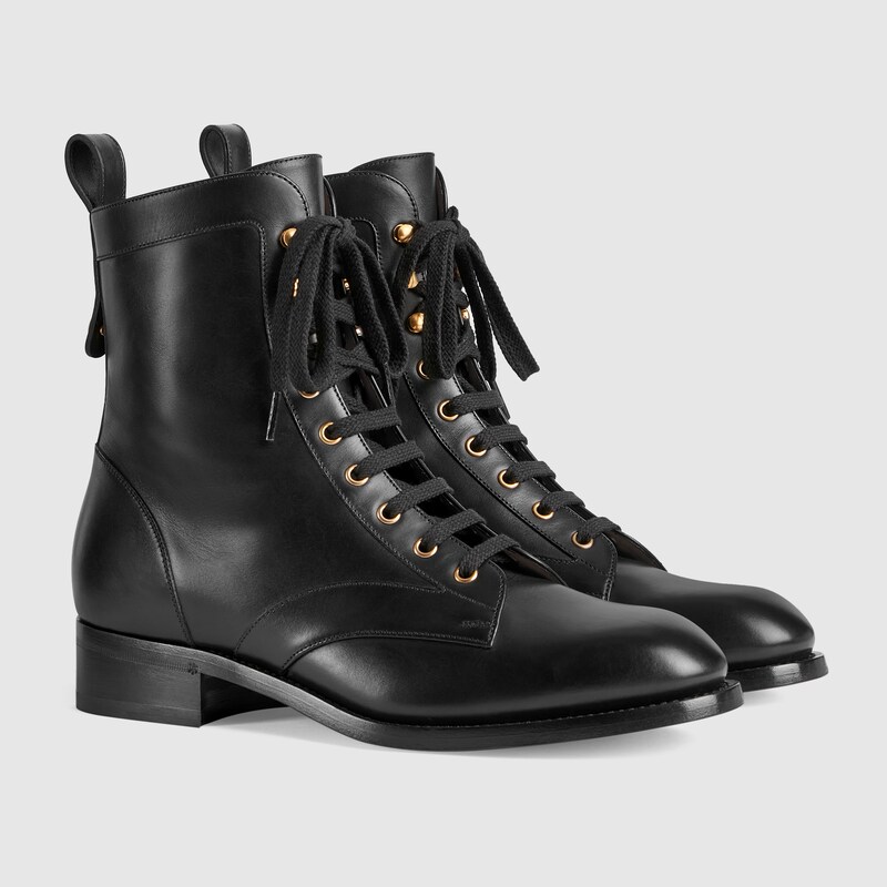 Stivaletto uomo stringato in pelle nera | GUCCI® Italia