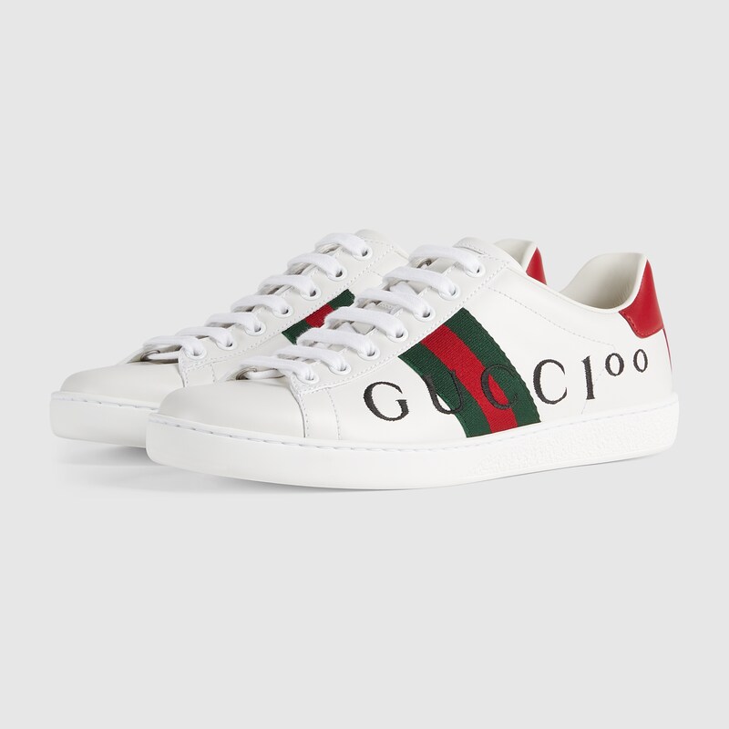 Zapatilla Ace Gucci 100 para mujer en piel blanca | GUCCI® ES