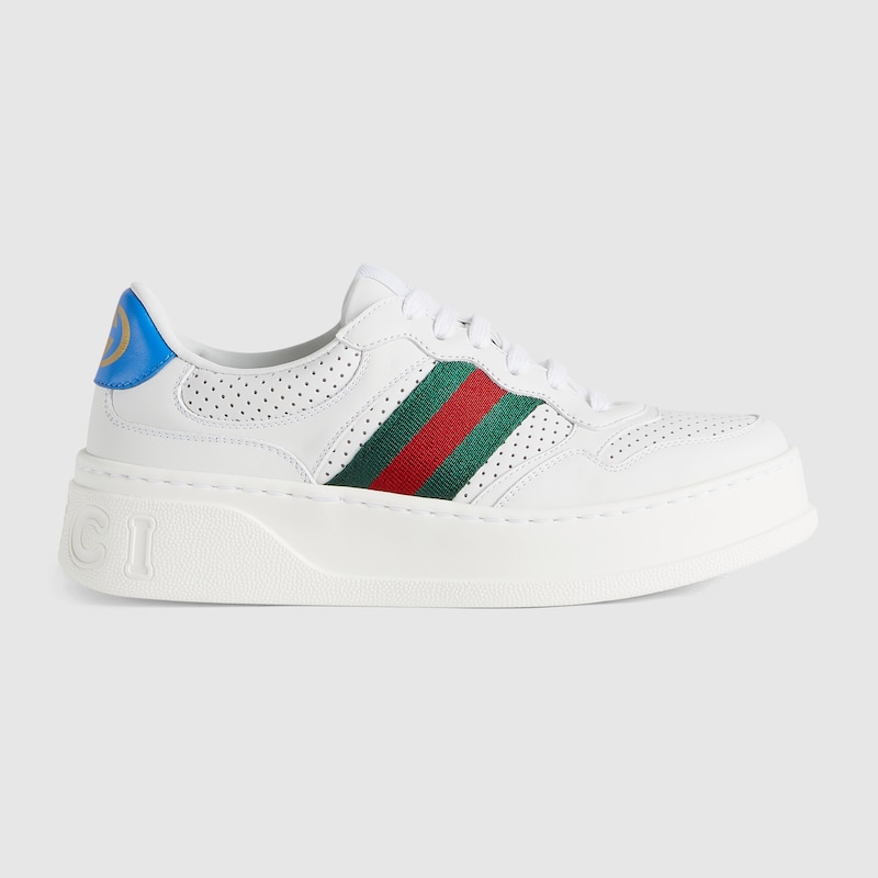 Women's sneaker with Web in white leather | GUCCI® US