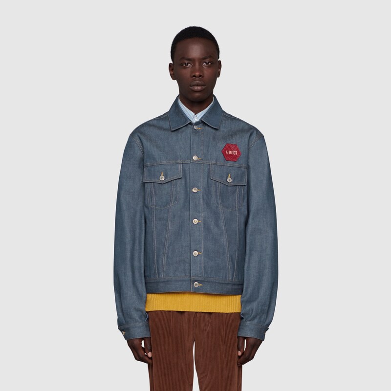 Giacca in denim Gucci 100 in blu scuro | GUCCI® Italia