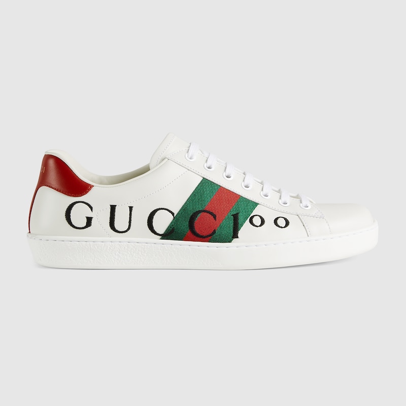 Zapatilla Ace Gucci 100 para hombre en piel blanca | GUCCI® ES