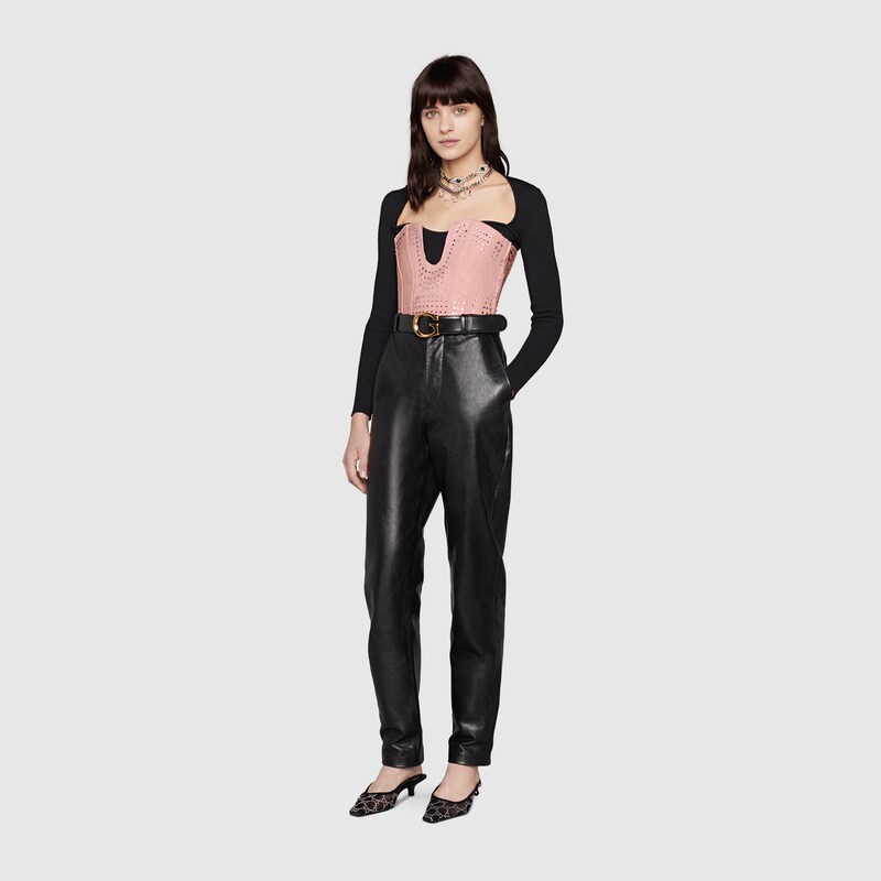 Pantalone in pelle lucida in nero | GUCCI® Italia