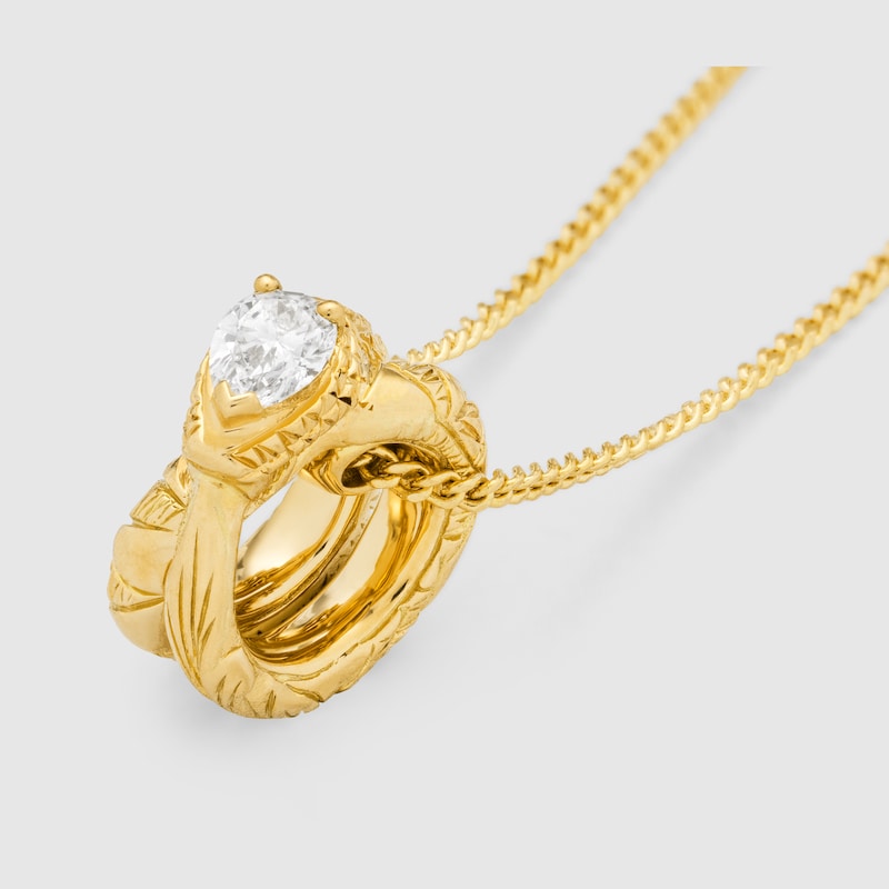 Gucci Ouroboros 18k necklace with diamond Square One