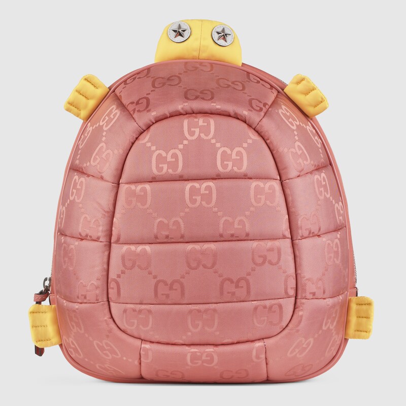 Zaino con tartaruga in nylon rosa e giallo | GUCCI® Italia