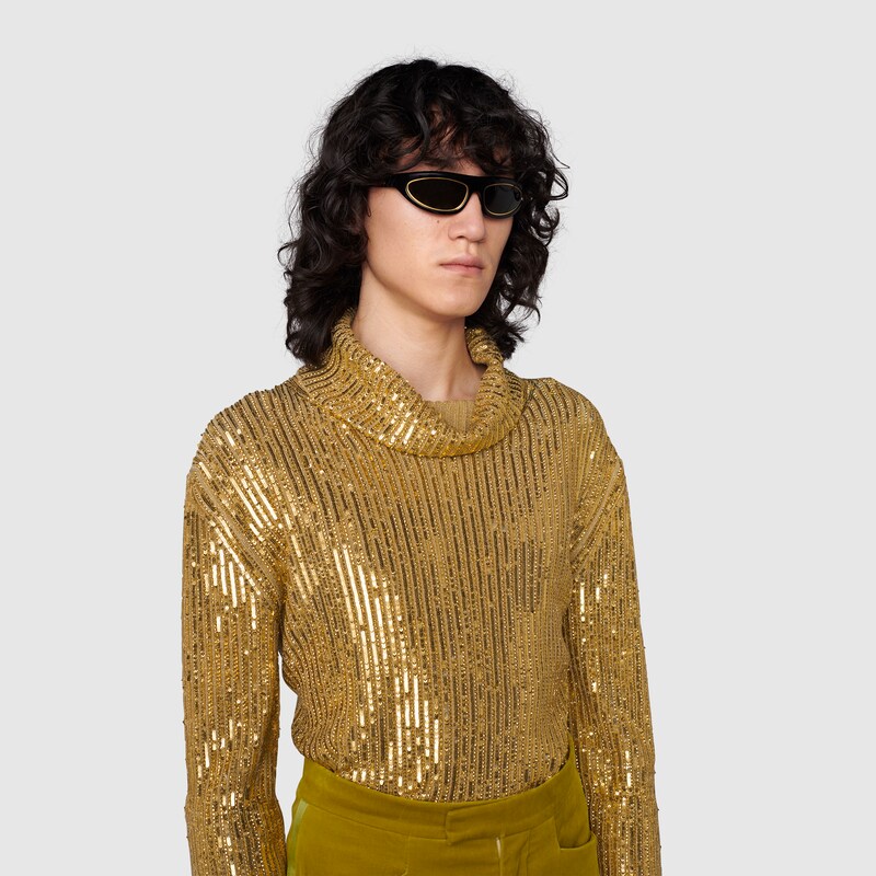 gold sequin turtleneck