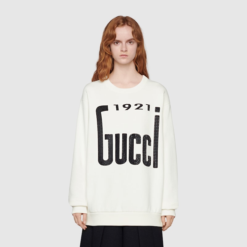クリスタル'1921 Gucci' スウェットシャツオフホワイト | GUCCI® JP クリスタル'1921 Gucci' スウェットシャツオフホワイト | GUCCI® JP