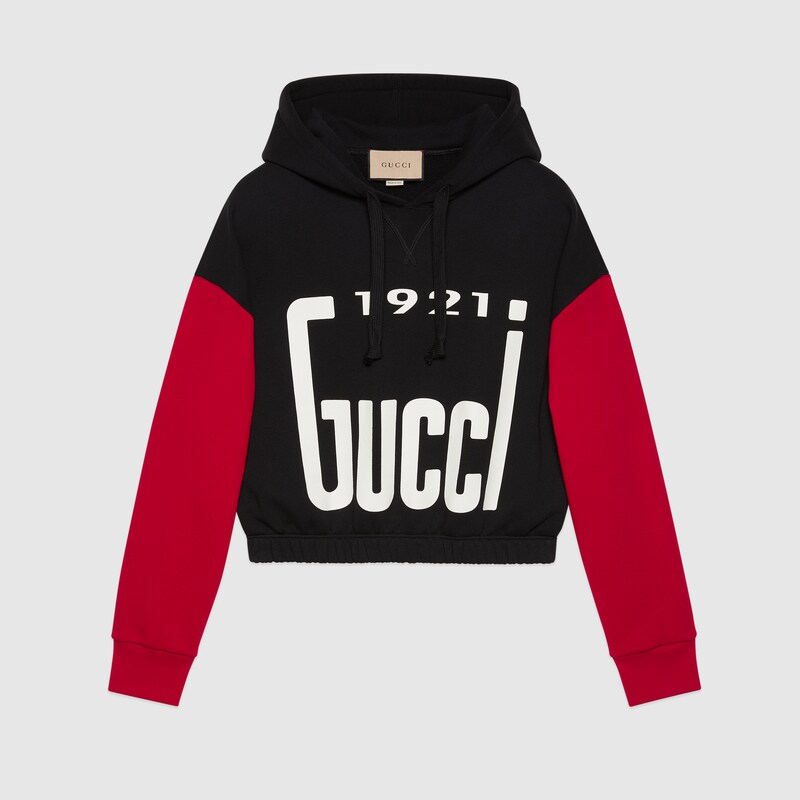 Sudadera de algodón Gucci 1921 en negro y rojo | GUCCI® ES