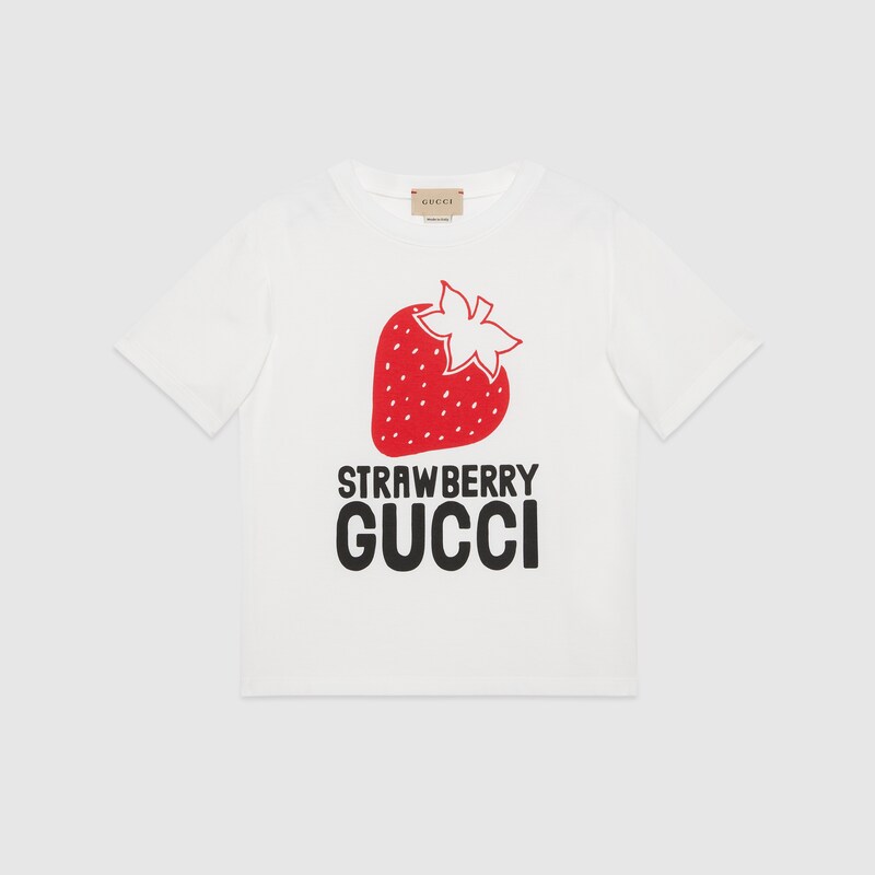 cotton strawberry Gucci print T-shirt 