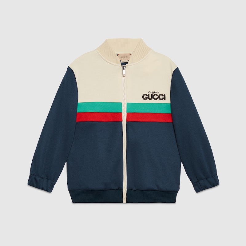 Giacca in jersey Original Gucci in blu scuro e avorio | GUCCI® Italia